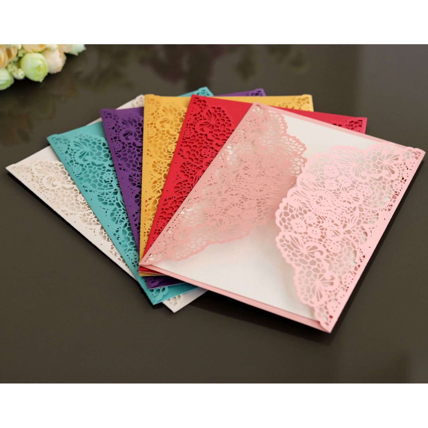 White Laser Invitation Holder Holiday Greeting Card Wholesale